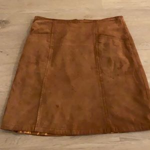 Cognac suede vintage skirt